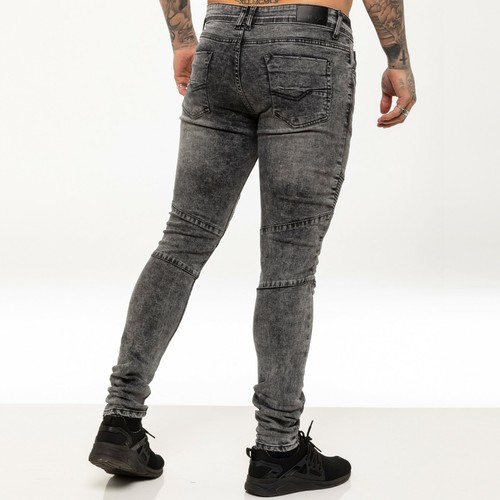 Enzo Jeans Mens Slim Fit Biker Stretch Denim Trouser Ripped Skinny Pants UK Size - Picture 12 of 43