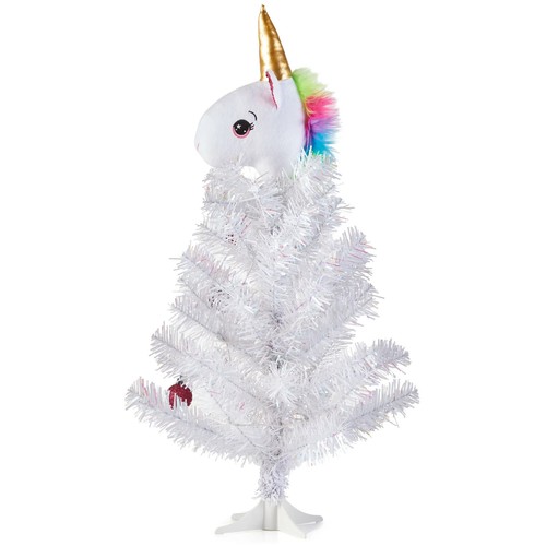 Holiday Time 24" White Clear LED Lights w/Fuchsia Ornaments Pre-Lit Unicorn Tree - Picture 3 of 9