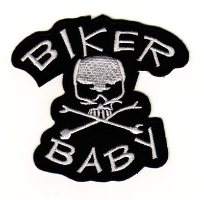 ad84 Biker Baby Totenkopf Aufnäher zum aufbügeln Patch Bügelbild 8,8 x 8,3 cm