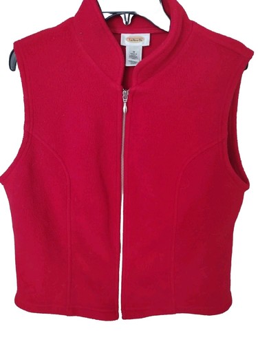 TALBOTS Red Full Zip Front Fleece Vest Womens Medium