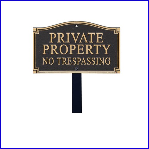 Durable Cast Aluminum Private Property Sign with Decorative Architectural Design