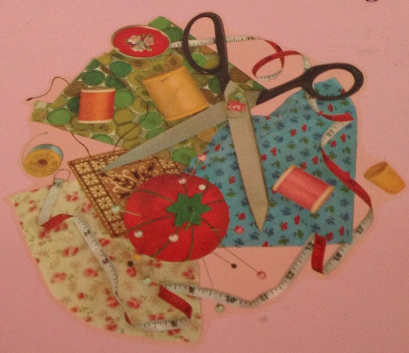アンティークルーバー ピンク Vintage 1940s Pink Wicker & Wood Round Floral Decal Sewing