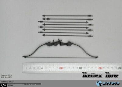 1/6 Scale Recurve Bow and Arrow Weapon Model for 12'' Scene Action Figure