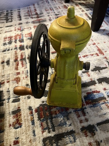 Vintage Kalita Dial Mill Yellow Cast Iron Coffe Grinder Kitchen Maker - Picture 2 of 9