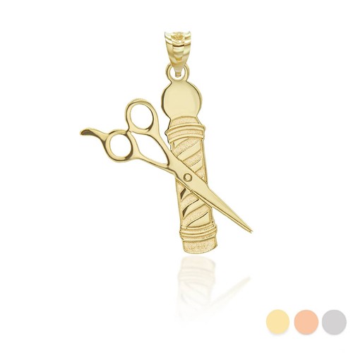 Personalize Engrave Name 10k 14k Solid Gold Barber Pendant Necklace - Picture 6 of 8