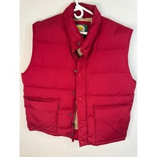 Cabela's Goose down Puffer vest red size Large L Zip close