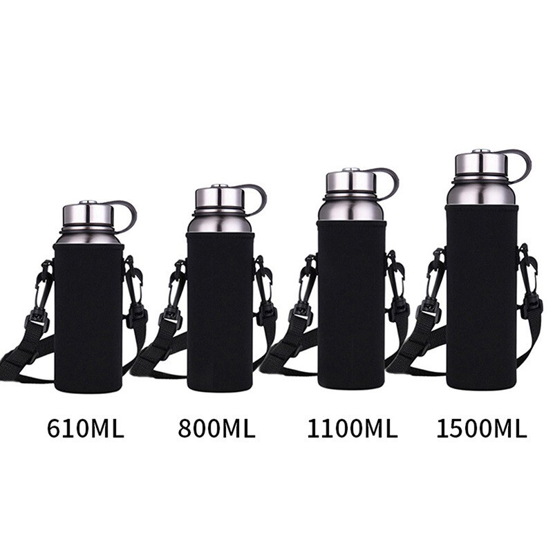 Stainless Steel Thermos Bottle Cup Holder Portable Strap Insulated