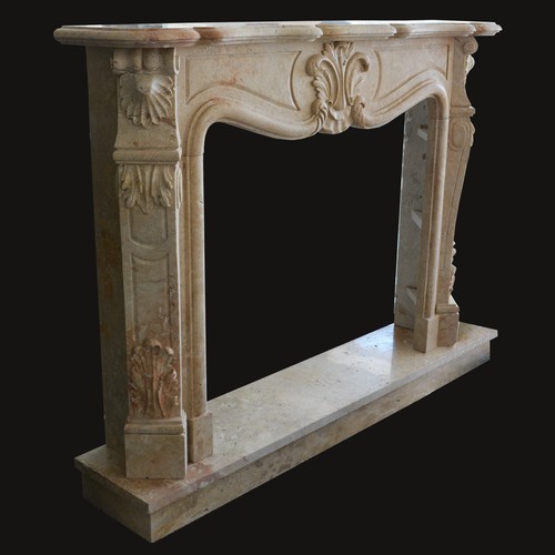 Camino Travertino Cornice Stile Barocco Classico Old Marble Frame for Fireplace - Foto 1 di 2