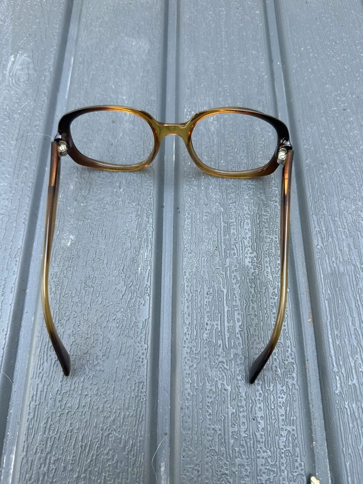 Marco de gafas vienalino de colección marrón degradado cuadrado plástico, único 48[]19-125 Foto 3 de 4