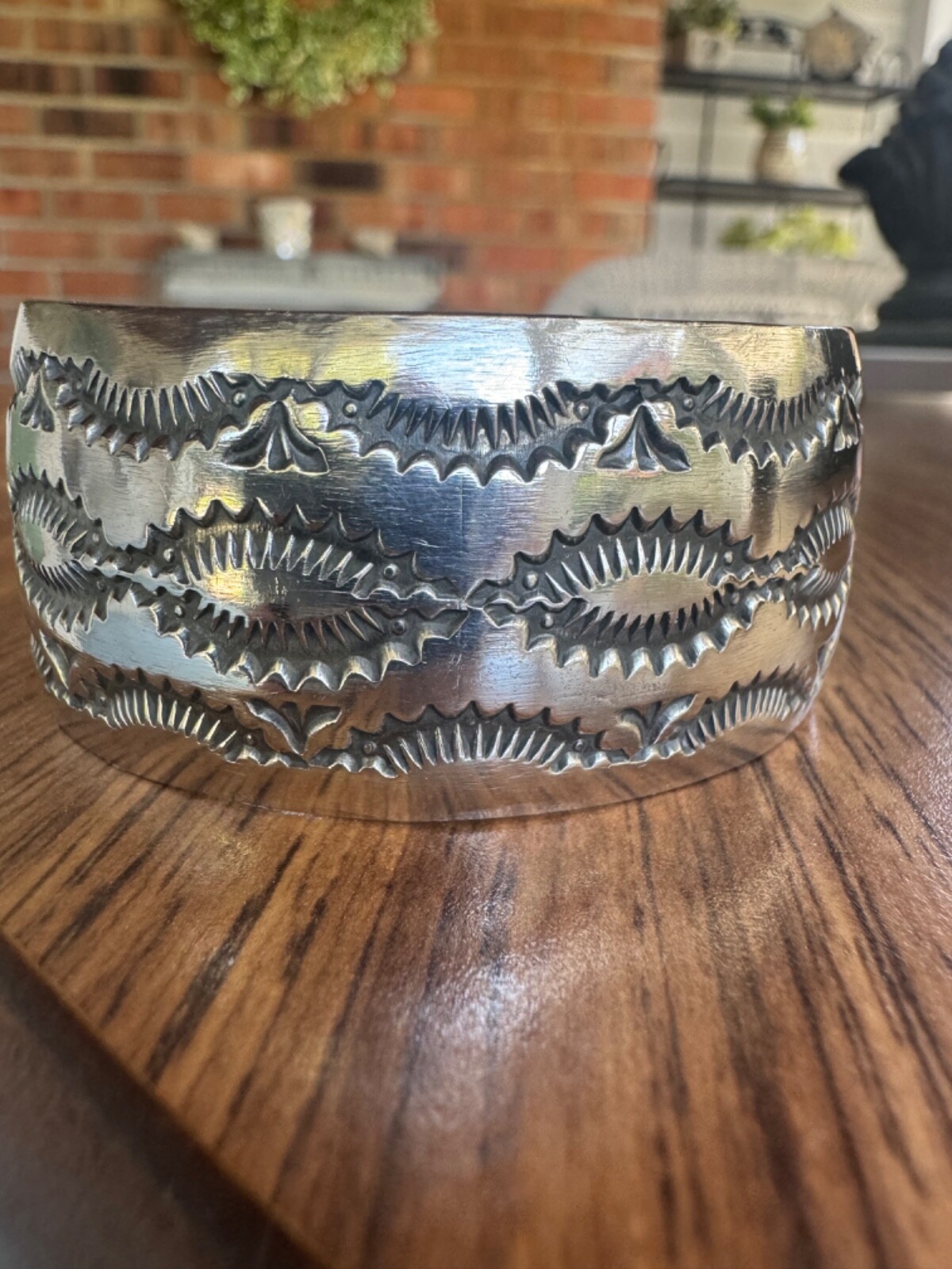 Solid Heavy Tunisian Cuff Bracelet in Excellent C… - image 1