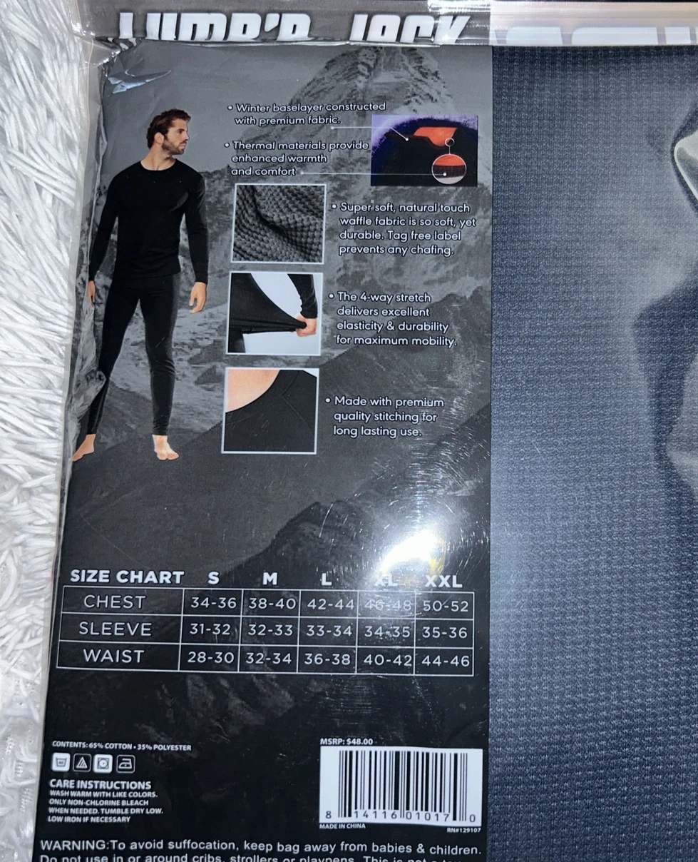 Lot of 2 Lumb’r Jack Black 2 Piece Thermal Set Underwear M MSRP$96