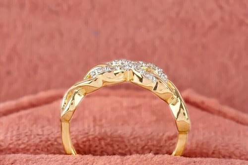 0.30Ct Round Lab Created Diamond Infinity Womens Ring 14K Yellow Gold Finish - Picture 4 of 9