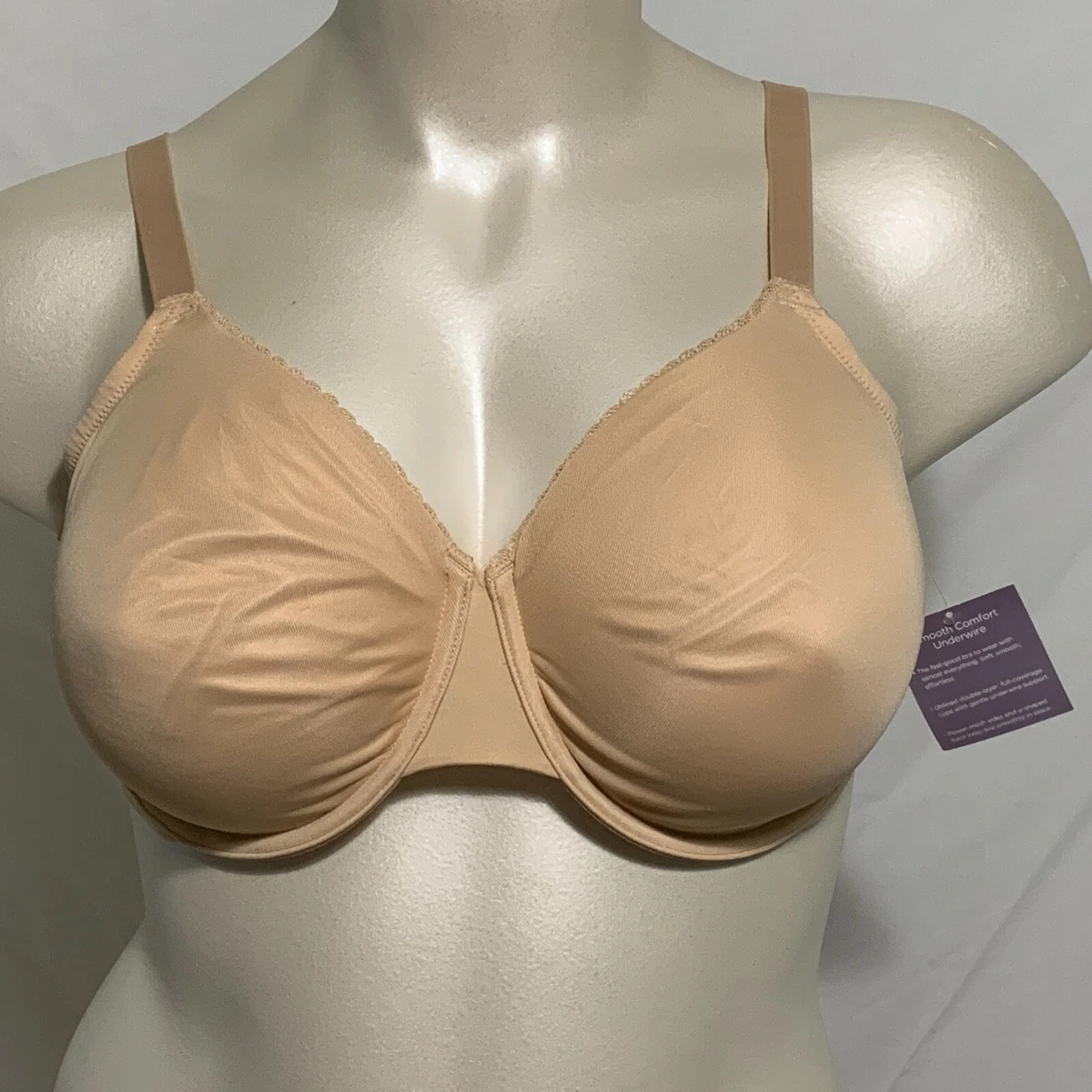 Catherines Smooth Comfort Underwire Bra Lace Unlined Beige Plus Size 52C