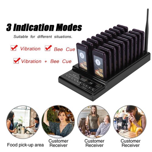 Wireless Restaurant 999CH Queuing Calling System:1*Transmitter+20*Coaster Pager - Photo 17/24