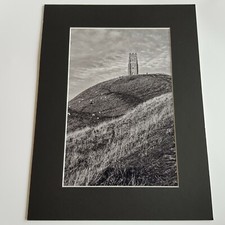 B&W art photograph Glastonbury Tor field sheep black white Ben Hodson 30cm
