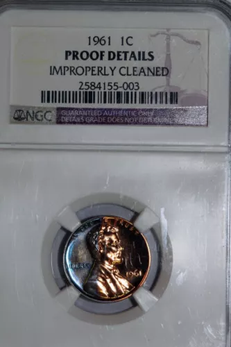 One Liquid Blue Toned 1961 Gem Proof Lincoln Cent NGC Proof Details -2584155-003