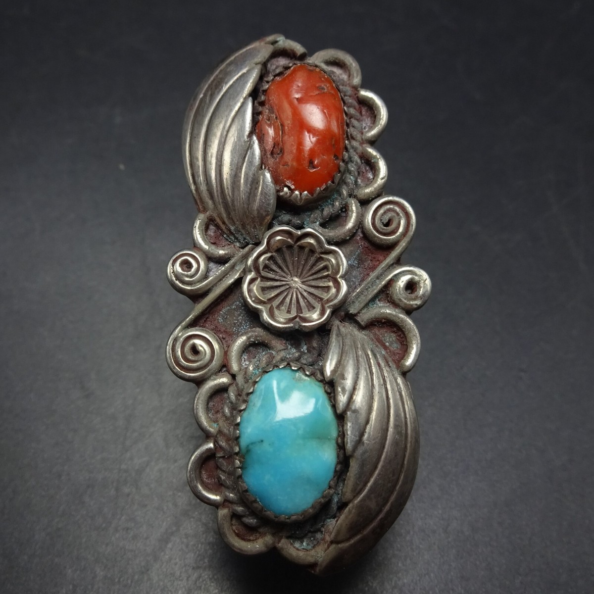 Tremendous Sadie Calvin Vintage Native American Navajo Turquoise Sterling Silver Ring Old Tremendous Sadie Calvin Vintage Native American Navajo Turquoise Sterling Silver Ring Old