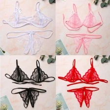 Sexy Lingerie Lace Bra G-string Thong Set Babydoll Sleepwear Underwear Nightwear