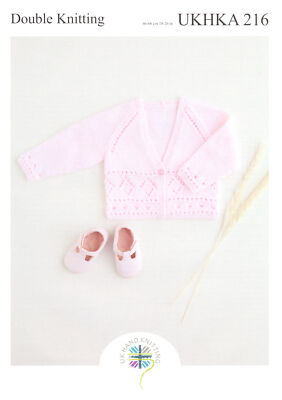 UKHKA 216 Doppelstrick Strickmuster Baby Langarm oder Kurzarm Spitze Strickjacke