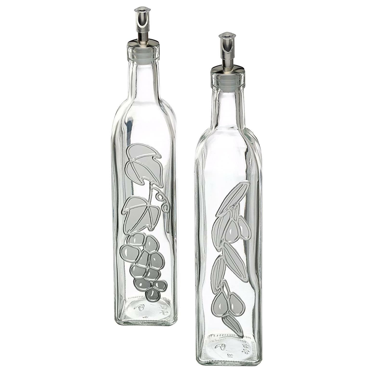 World Of Flavours Decorative Oil & Vinegar Bottles 2x 500ml Glass Condiment Set