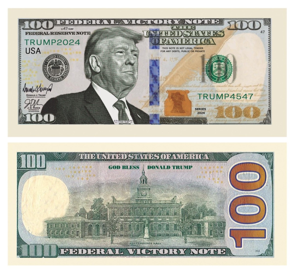 100 TOTAL - Donald Trump Presidential MAGA Century Dollars 100 TOTAL - Donald Trump Presidential MAGA Century Dollars