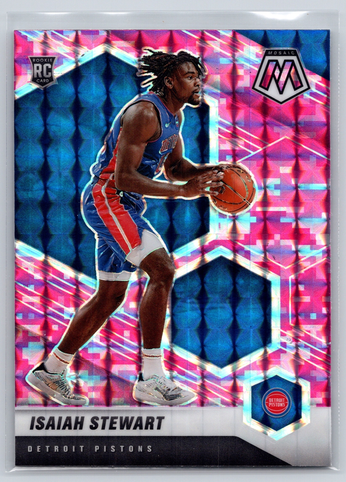 2020-21 Panini Mosaic #223 Isaiah Stewart Camo Pink