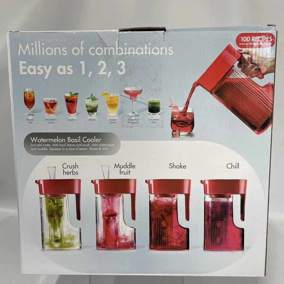 New Primula Flavor Now MyBev 2.7 Quart Pitcher Instant Shakeable Infuser Red - Image 3 of 4