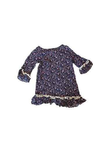 Eberjey Navy Floral Pom Pom Cover Up Size 8 - Picture 2 of 5