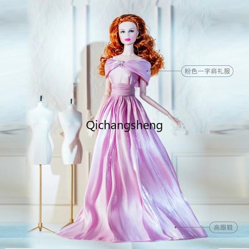 Elegant Pink 11.5" Doll Clothes Outfits Evening Dress Princess Wedding Gown 1/6 - Picture 4 of 17