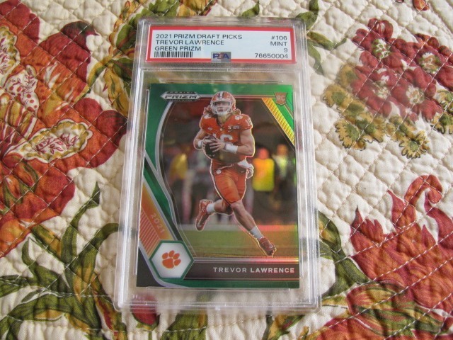 2021 Panini Prizm Draft Picks Trevor Lawrence Green Prizm #106 PSA-9 Mint