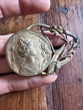 Boucle & Bijoux Bronze Doré Art Nouveau Profil de Femme