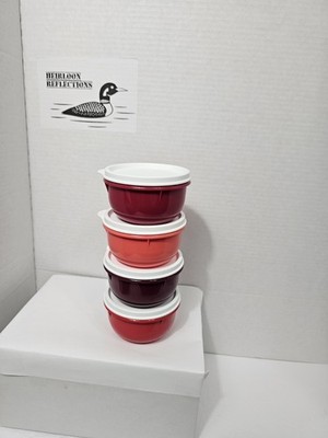 Tupperware Ideal Little Bowls Set 4 With Seals/Lids Small 8 Oz Snack Cups