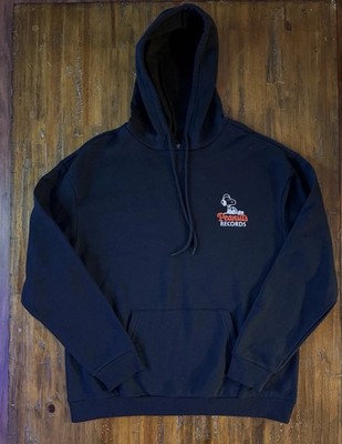 Rare Peanuts Records Snoopy Hoodie Black Size Large Japanese Back Print New