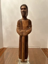 Vintage Hand Carved Wooden Indigenous Man Folk Art Statue Beautiful Wood