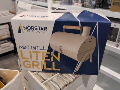  Carbon Steel Portable Barrel Charcoal BBQ Grill White New In Box 