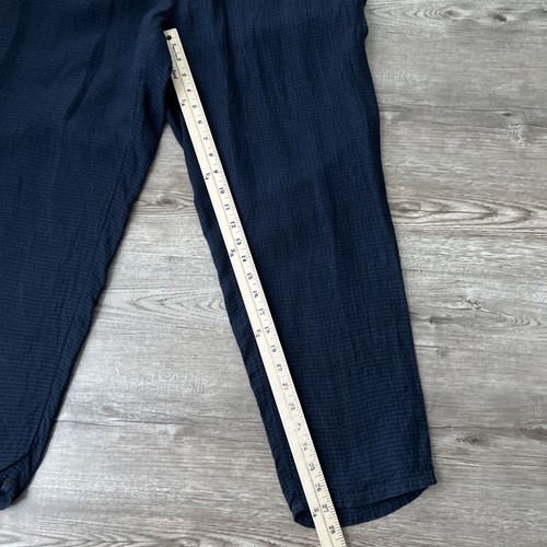 Eileen Fisher Puckered Drawstring Organic Linen Tapered Pant Plaid Womens Large - Picture 3 of 13