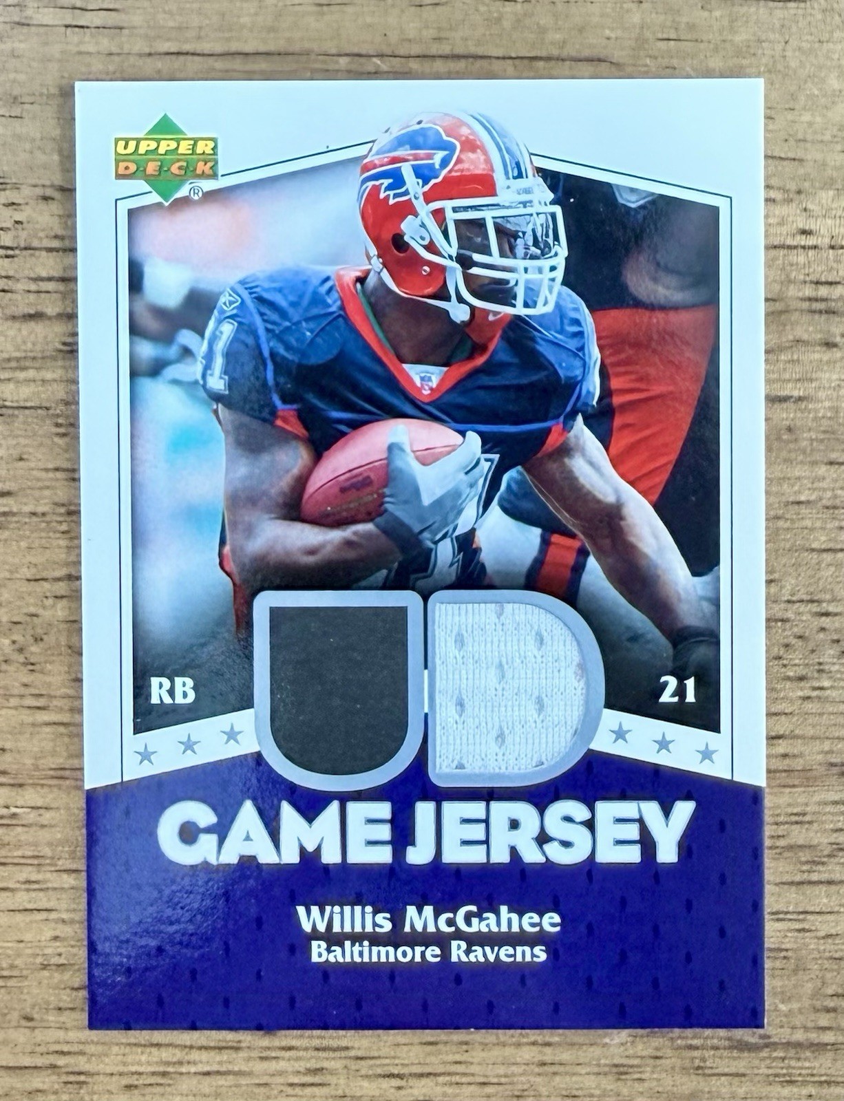 2007 Upper Deck WILLIS MCGAHEE #UDGJ-WM2 UD Game Jersey GU Jersey Patch Bills view 1