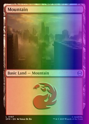 MTG Magic the Gathering Mountain (197/314) Marvel's Spider-Man NM FOIL