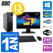 PC Lenovo M83 SFF Ecran 27" Intel Core i3-4130 RAM 8Go SSD 240Go Windows 10 Wifi