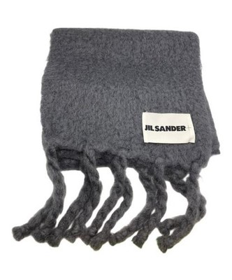 JIL SANDER+                    Mohair fringe logo label stole gray J47TE0113