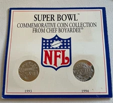 Super Bowl Chef Boyardee Commemorative Coins NFL 1993 & 1994 Atlanta, Rose Bowl