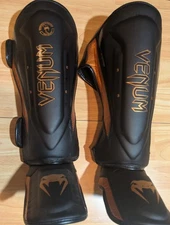 Venum Shin Instep Guards - Black/Bronze Size M