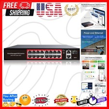 PoE Switch, 16 Port Managed POE+ Ethernet Swi...