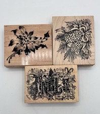Christmas Rubber Stamp Set Northwoods Inkadinkadoo Winter Glow Set of 3 Unused