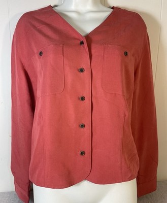Bechamel coral orange Womens Long Sleeve Blazer Button up jacket suit business