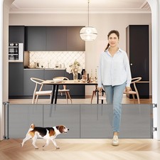 24 Inch Tall x 75 Inch Extra Wide Retractable Dog Gate for The House, Short D...