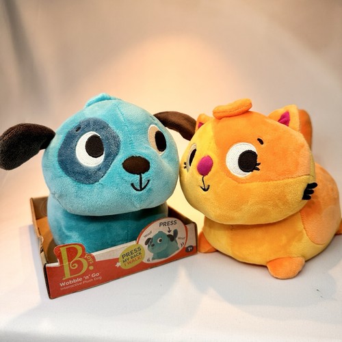 B. You Toys Wobble 'n Go orange Katze & blauer Hund Plüsch Bewegung & Geräusche Menge 2