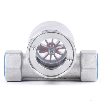 3/4'' NPT Sight Water Flow Indicator W/ Plastic Impeller Stainless Steel 304 New!
