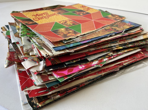 Vintage Wrapping Paper Big LOT Used Christmas MCM+ 60s 70s 80s Crafting Reuse