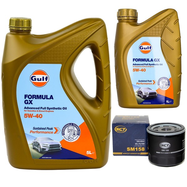 MotoröL Set Gulf Formula GX 5W-40 6 Liter + ÖLfilter FüR Alfa Romeo 166 Fiat-image